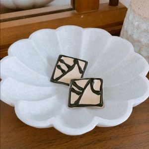 Vintage Art Decor Large Black and White Earrings